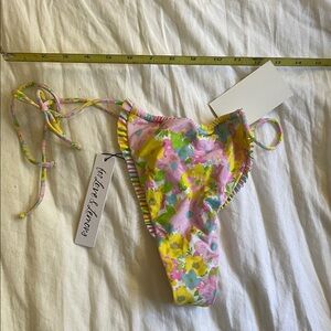 For Love And Lemons Floral Bikini Bottom - Pink and Yellow